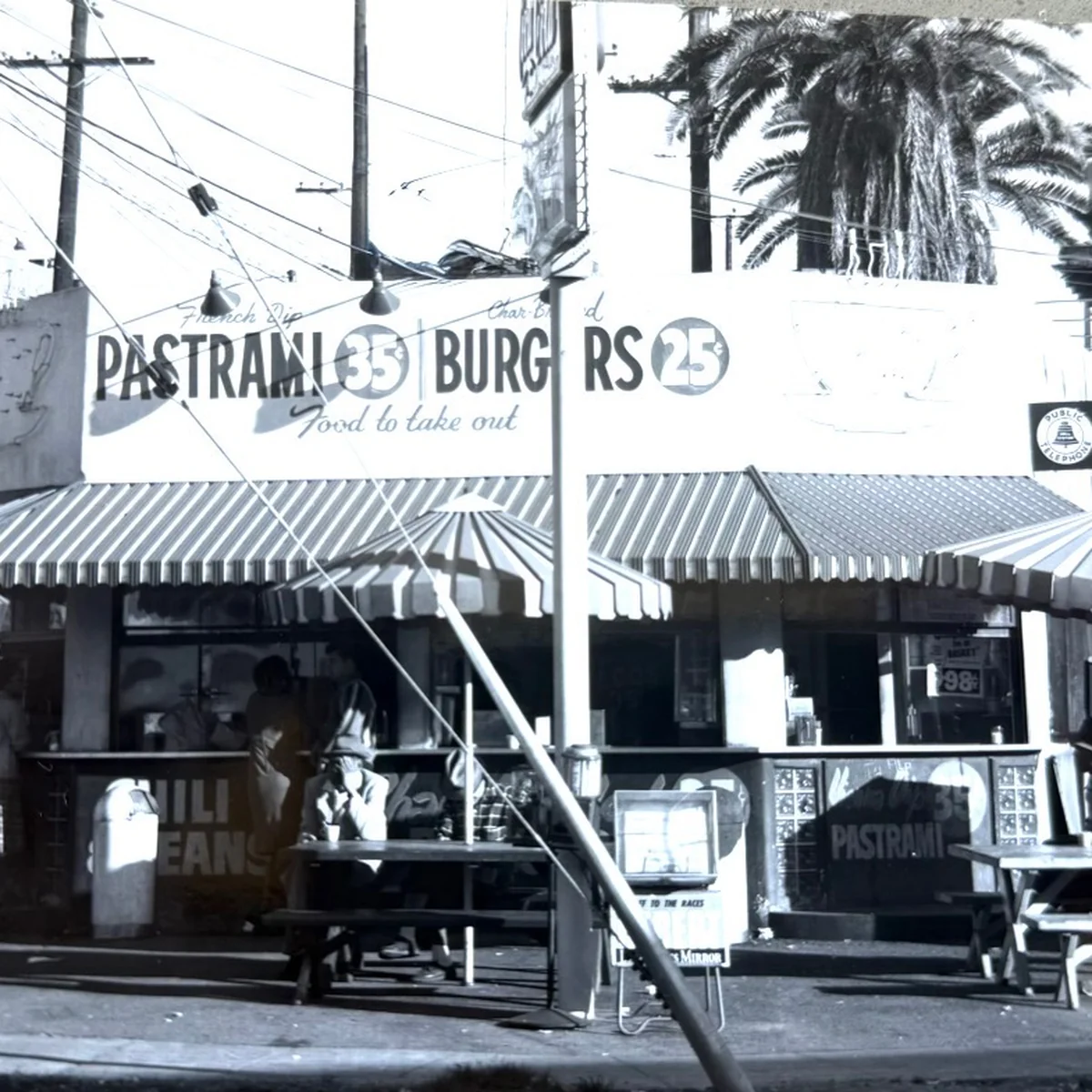 Vintage photo of the original Pete's Burgers pastrami and burger stand